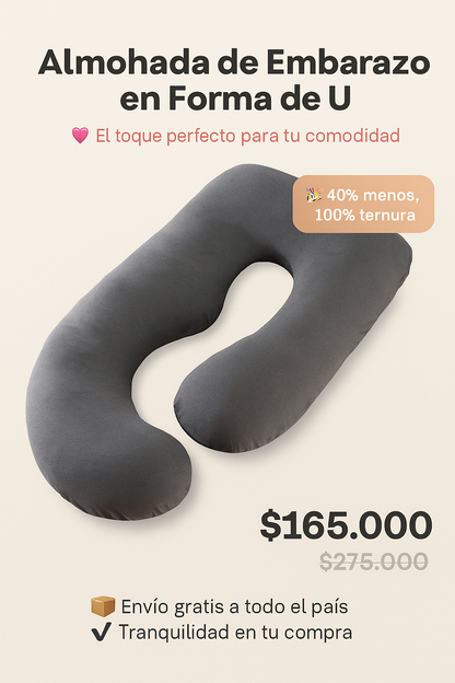 🛌 Almohada de Embarazo en Forma de U – Descansa Como Te Lo Mereces