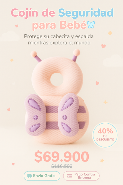 🦋 Cojín Protector de Cabeza para Bebé – Seguridad en Cada Aventura