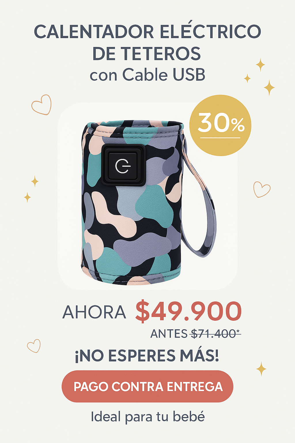 🌡️ Calentador Eléctrico de Teteros con Cable USB – Práctico, Portátil y Seguro