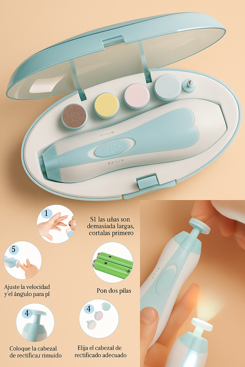 ✨ Lima de Uñas Eléctrica para Bebé – Cuidado Seguro y Sin Lágrimas